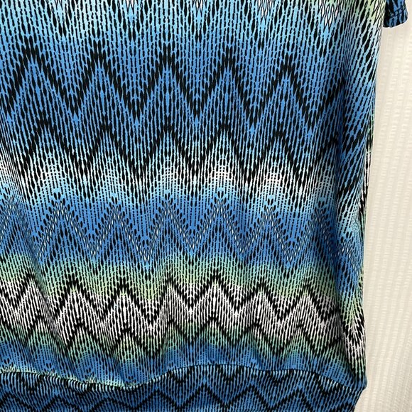 Per Seption Concept Tunic Top Women 1X Black White Red Chevron 3/4 Sleeve Blouse - Picture 10 of 16